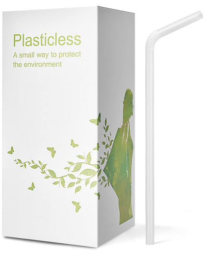 200 Count 8.25" Eco-friendly Bendable Compostable PLA Straws - KTOB Plasticless Biodegradable Flexible Drinking Straws