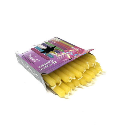 Vrinda® Set of 20-4" Mini Chime Ritual Spell Unscented Taper Candles – Ideal for Chime/Altar/Spell Work (Yellow)