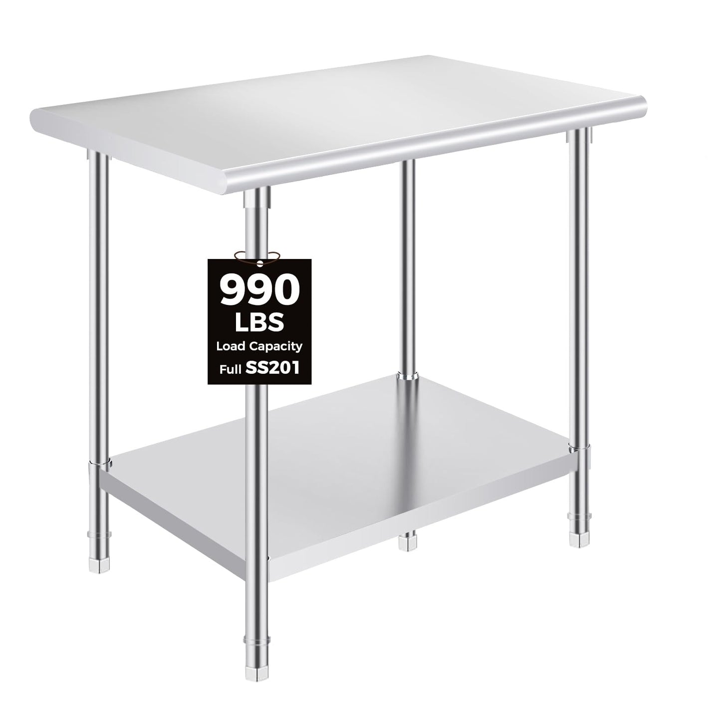 OSTBA Stainless Steel Table for Prep & Work 24x36 Inches, NSF Metal Commercial Heavy Duty Table with Adjustable Undershelf and Adjustable Foot for Restaurant Kitchen Home and Hotel