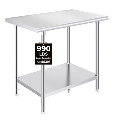 OSTBA Stainless Steel Table for Prep & Work 24x36 Inches, NSF Metal Commercial Heavy Duty Table with Adjustable Undershelf and Adjustable Foot for Restaurant Kitchen Home and Hotel