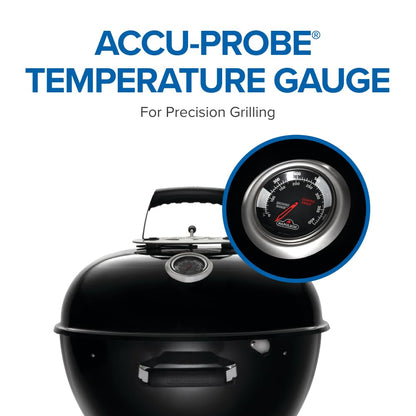 Napoleon NK18 Premium Charcoal Kettle Grill, Black, Porcelain-Enameled Lid and Bowl, Chrome-Plated Cooking Grid