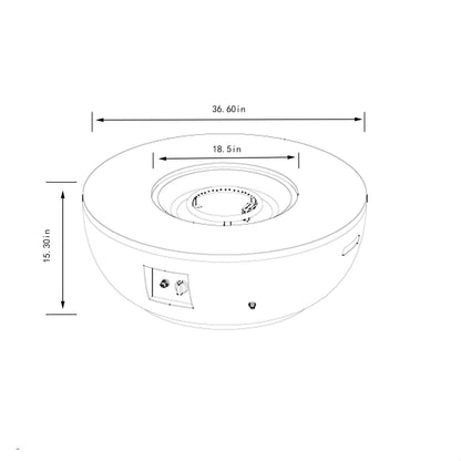 36" Propane Gas Fire Pit Table Set, 50000 BTU Round Steel Outdoor Fire Pit with Tank Holder & Lid, Patio Fire Table for Backyard, Deck, Garden, Grey