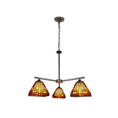Chloe Lighting Innes Tiffany-Style Mini Chandelier, 3 Lights, Multicolor, 27in Wide, Blackish Bronze, Model CH33359MR27-EE3