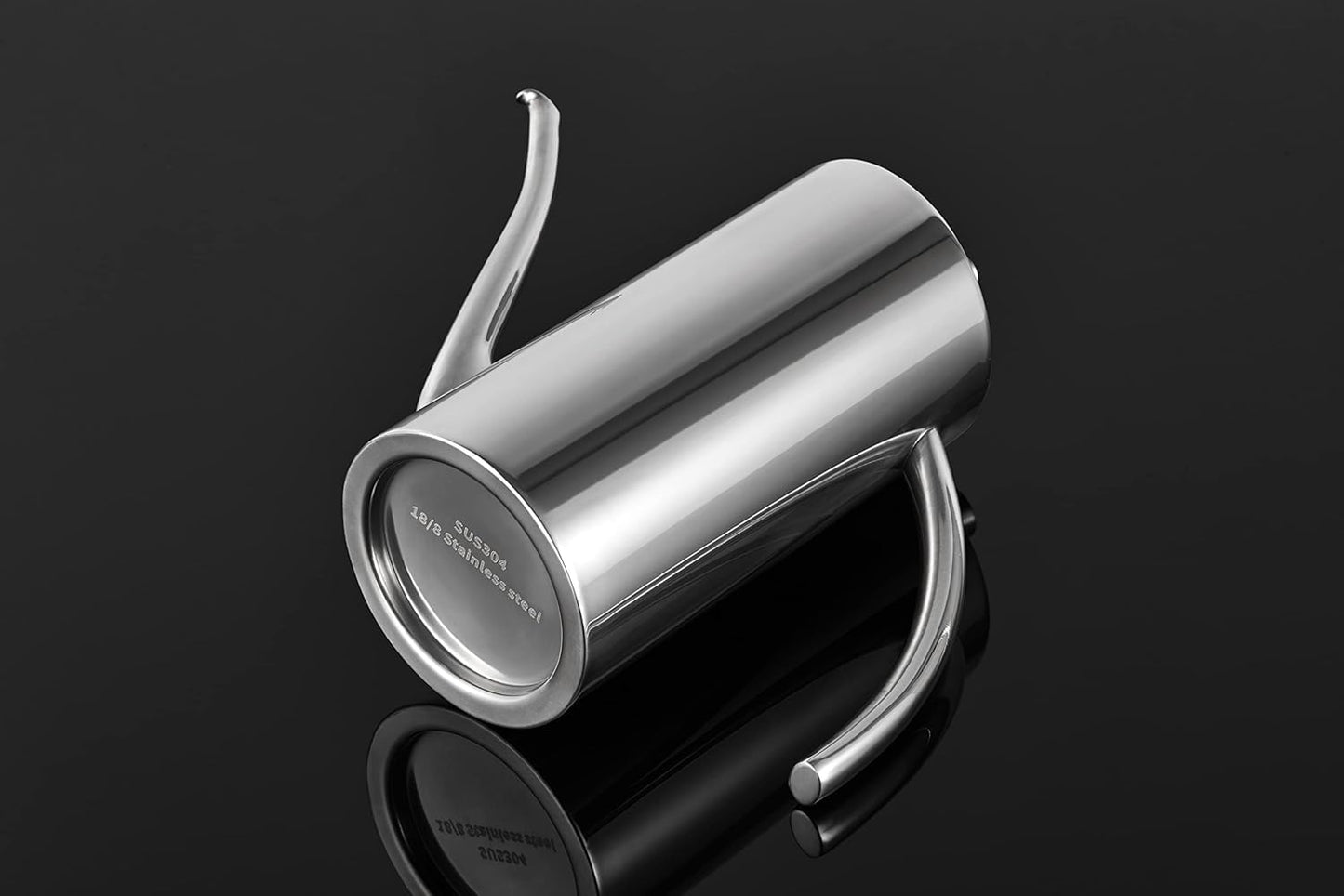 KSENDALO Premium Stainless Steel Olive Oil Dispenser & Kitchen Cruet (24oz/700mL) - Leakproof Oil Bottle with Ergonomic ONE-Piece Design Body and Long Nallow Spout for Precision Pouring- Arc Handle