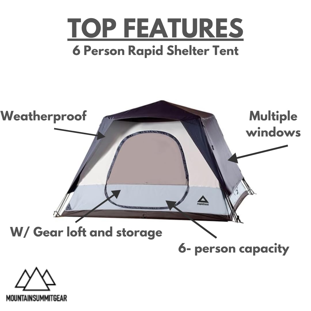 Rapid 6-Person Tent, Camping Gear for The Outdoors, Pop Up Tent for Camping, Rapid Tent Frame for Easy Setup (Made by Caddis Sports)