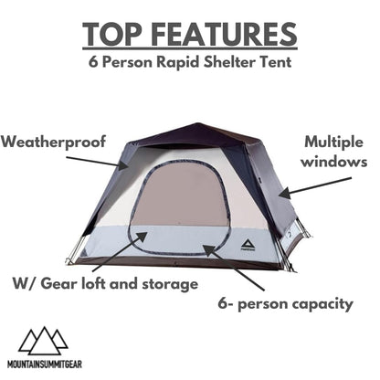 Rapid 6-Person Tent, Camping Gear for The Outdoors, Pop Up Tent for Camping, Rapid Tent Frame for Easy Setup (Made by Caddis Sports)