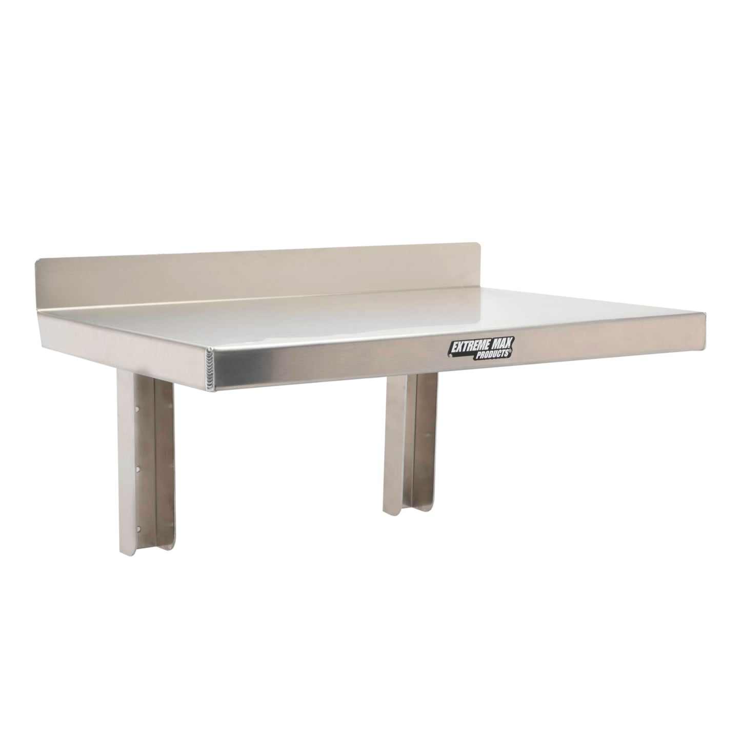 Extreme Max 5001.6314 Wall-Mounted Folding Aluminum Work Bench for Enclosed Race Trailer, Shop, Garage, Storage - 26" x 18", Silver