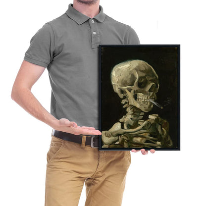Wieco Art Skull of a Skeleton with Burning Cigarette, 1886 by Vincent Van Gogh Canvas Wall Art for Home Decor and Wall Decor Post-impressionism Canvas Prints Pictures Artwork