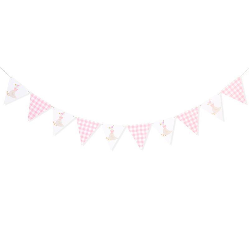 One Silly Goose Birthday Banner - Silly Goose Party Decorations,Baby Shower Gingham Banner,Fabric Bunting First/1st Birthday (pink)