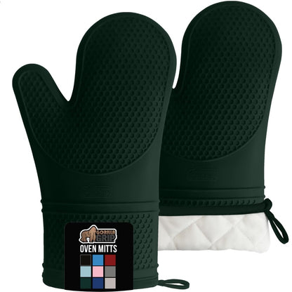 GORILLA GRIP BPA-Free Soft Silicone Oven Mitts and Pot Holders Sets, Heat Resistant Waterproof Cooking Gloves, Thick Cotton Lining, Flexible Gripping for Baking Grilling, Kitchen Trivets, Turquoise