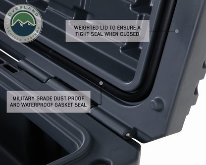Overland Vehicle Systems 40100011 Dark Gray 95 QT Dry Box Storage with Drain and Bottle Opener | Waterproof Seal | Heavy-Duty Latches and Nylon Handles | Keeps Gear Safe, Dry and Organized