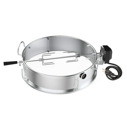 onlyfire Stainless Steel Multi-purpose Rotisserie and Pizza Combo Kit for Weber 22-Inch Kettle Charcoal Grills - Include Pizza Peel and Pizza Stone