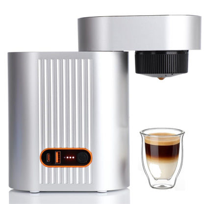 Hxro Portable Espresso Coffee Maker, 20 Bar, 80ml Stainless Steel Water Tank, Rechargeable Espresso Machine for Capsule & Ground, Compact Coffee Machine for Travel RV Car Camping (Silver(13500mAh))