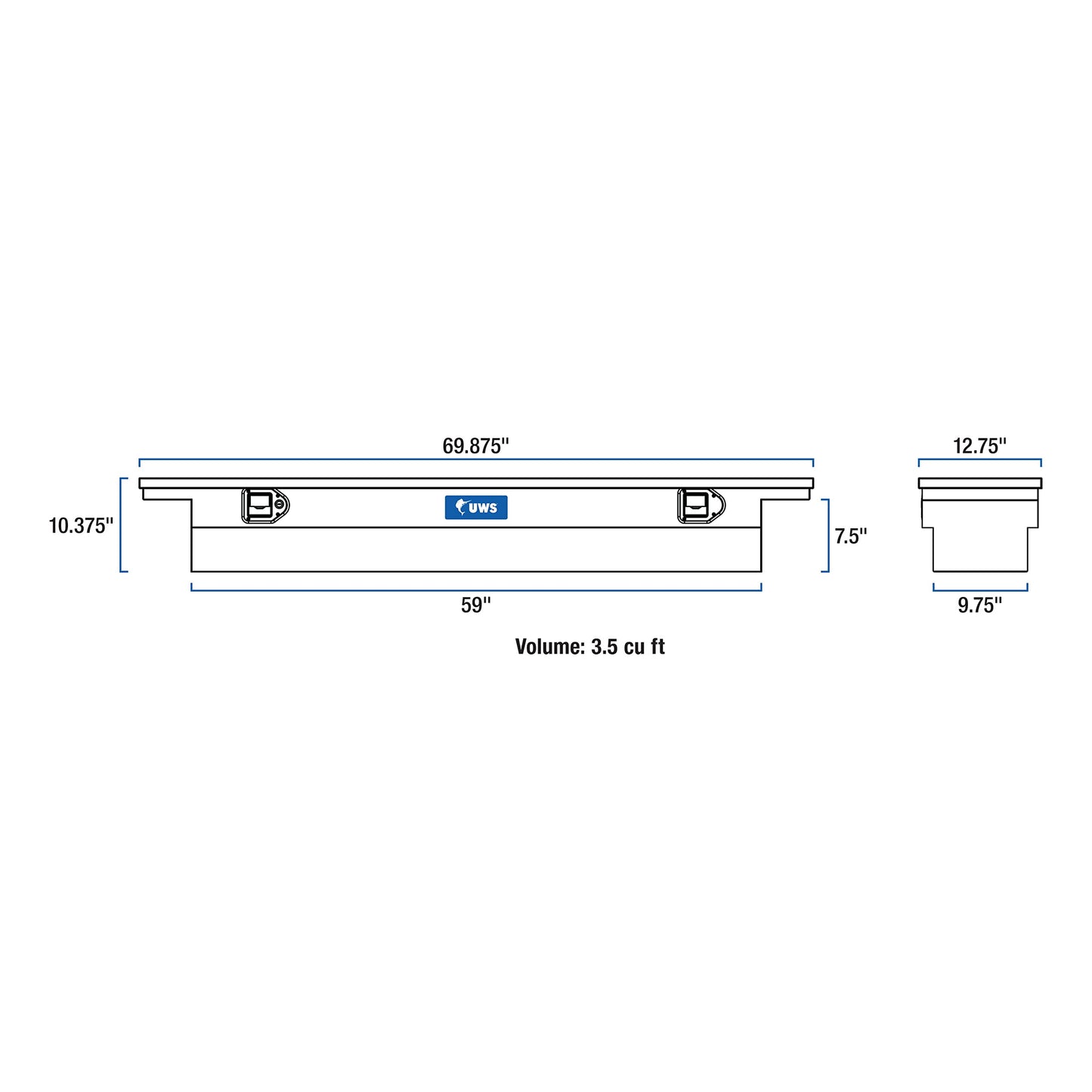 UWS EC10541 69-Inch Heavy-Wall Aluminum Slim Truck Tool Box with Low Profile, RigidCore Lid