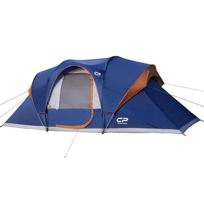 CAMPROS CP Camping Tent 10/12 Person Family Cabin Tent, 2 Room Water Resistant Waterproof Tent with Top Rainfly, 4 Large Mesh Windows, Double Layer, Easy Set Up, Portable with Carry Bag