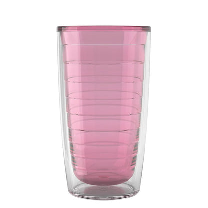 Tervis Clear & Colorful Tabletop Made in USA Double Walled Insulated Tumbler Travel Cup Keeps Drinks Cold & Hot, 16oz, Pink Sand