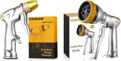 FANHAO Heavy-Duty Garden Hose Nozzle - Adjustable Spray Patterns | Durable Metal Construction