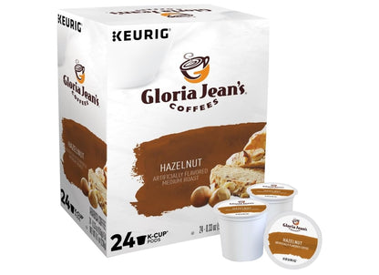 Gloria Jean's Coffees Hazelnut, Single-Serve Keurig K-Cup Pods, Flavored Medium Roast Coffee, 24 Count