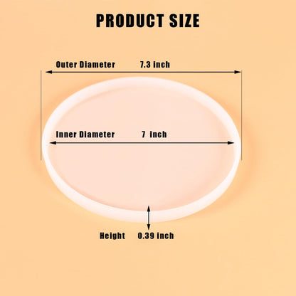 2pcs 7 Inch Resin Tray Molds, Round Rolling Tray Molds, Big Flat Round Coaster Resin Epoxy Silicone Board Molds for DIY Crafts