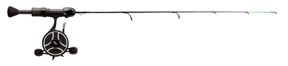 13 FISHING - The Snitch Pro/Freefall Ghost - Inline Ice Fishing Combo - 23" with Flex-Core Quick Action Tip - Left Hand Retrieve - SNPFF-23-LH Black