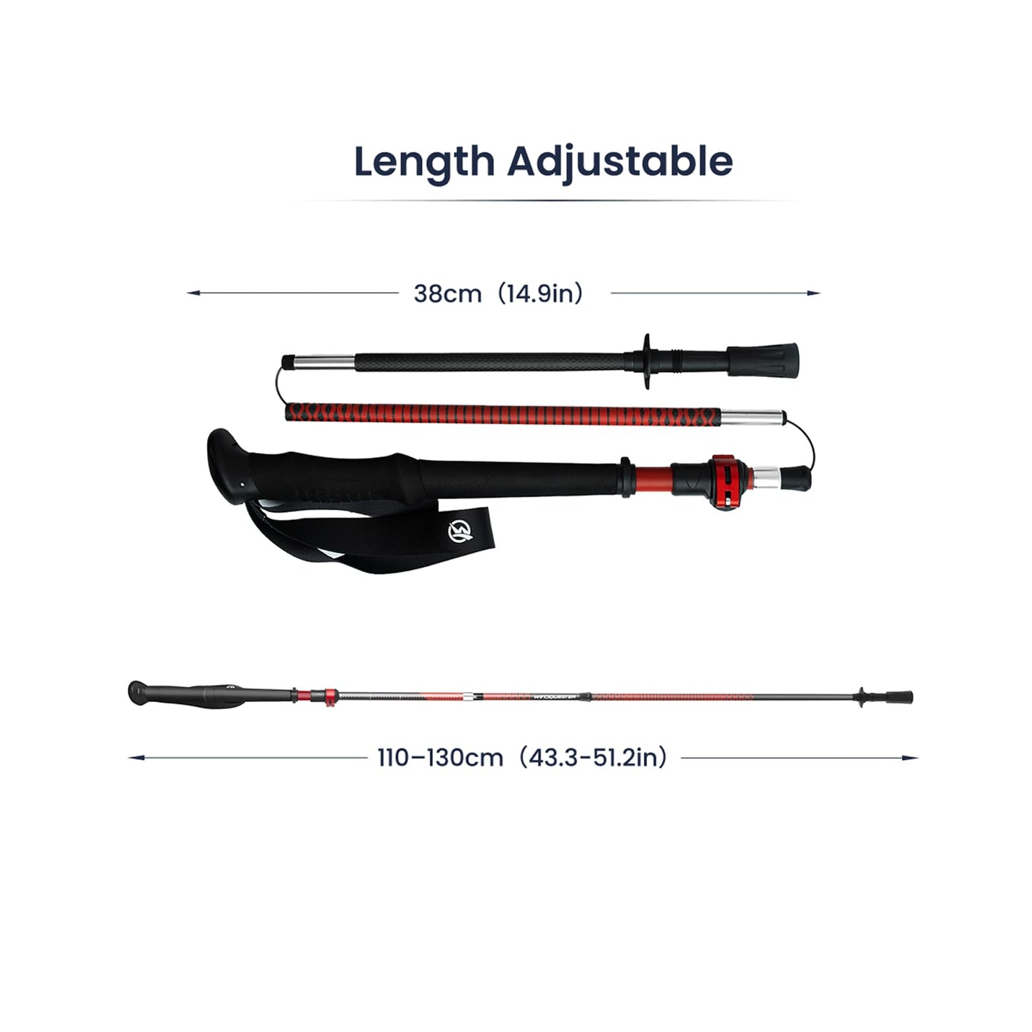 WindQuester Ultralight Carbon Fiber Trekking Poles – 198g Adjustable Folding Hiking Poles for Backpacking (110–130cm), Thru-Hiking, Trail Running – Strider Z Compact Collapsible Hiking Pole