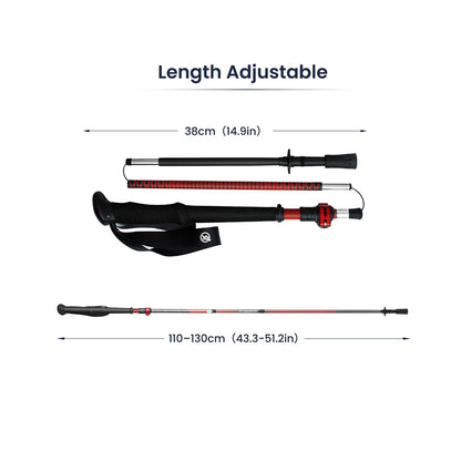 WindQuester Ultralight Carbon Fiber Trekking Poles – 198g Adjustable Folding Hiking Poles for Backpacking (110–130cm), Thru-Hiking, Trail Running – Strider Z Compact Collapsible Hiking Pole
