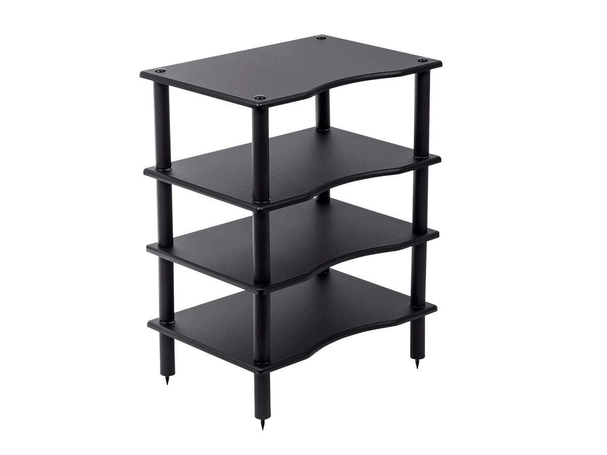 Monolith 4 Tier Shelf Audio Stand - Open Air Storage, Modular Design, Sturdy, Compatible with Bose, Polk, Sony, Yamaha, Pioneer and Others, Black