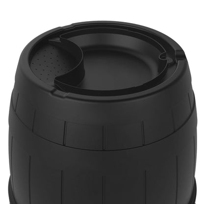 Garden Central 39-Gallon Knock Down Rain Barrel with Brass Spigot, Black – Plastic Outdoor Water Collection Container with Planter Top – Irrigation Supply for Gardening, Lawn & Landscaping