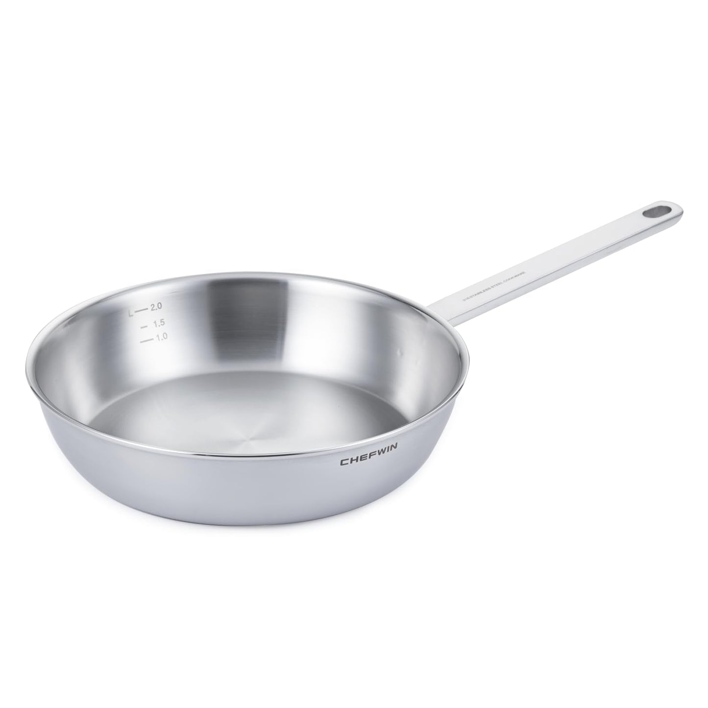 CHEFWIN 10.2-Inch 316 Stainless Steel Frying Pan, 5-Ply Saute pan, Deep Skillet, Induction Cookware, Dishwasher Safe & Oven Safe, Professional Cookware