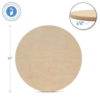 Wood Circles 13 inch 1/2 inch Thick, Unfinished Birch Plaque, Pack of 1 13 inch Wood Circle for Crafts and Blank Sign Rounds, by Woodpeckers