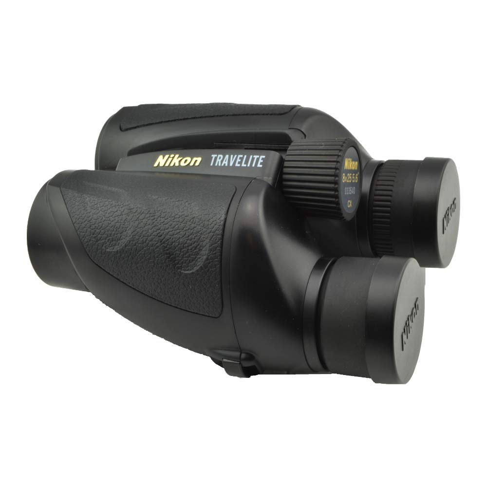Nikon Travelite 8x25 Binoculars (7277) Travel Bundle - Black With Lens Pen, Carry Case, and Lens Cloth - High Powered Compact for Adults - Bird Watching, Hunting, Hiking