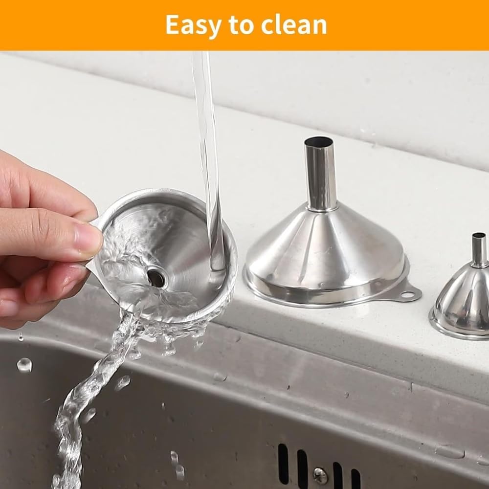 Stainless Steel Funnel Set by [Brand Name] - 3-Pack Small Mouth Funnels for Efficient Pouring | Food Grade & Dishwasher Safe