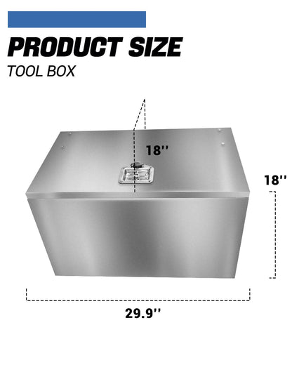 Truck cargo boxes, pickup storage boxes, stainless steel toolboxes with locks and keys, waterproof trailer storage boxes with T-handle latches, suitable for trucks, vans, trailers (29.9x18x18) inches