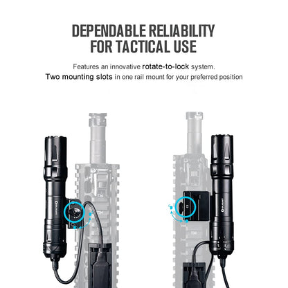 OLIGHT Odin 2000 Lumens Picatinny Rail Mounted Rechargeable Tactical Flashlight with Remote Pressure Switch, 300 Meters Beam Distance, Powered by Battery(Black)
