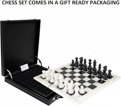 12 Inch Marble Chess Set Handmade Onyx Full Chess Game Set.Comes in Rexine Box Packaging. Perfect for Gifting (White Black)