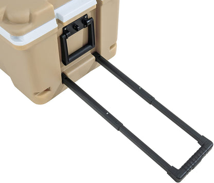 IceCove Norah 60-Quart Insulated Portable Rolling Ice Chest Solar Cooler with Wheels for Party, Camping and Outdoor Activities, Mojave Desert Tan