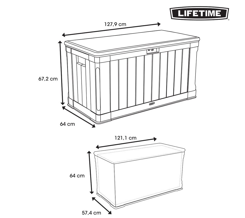 LIFETIME 60186 Heavy-Duty Outdoor Storage Deck Box, 116 Gallon, Desert Sand/Brown