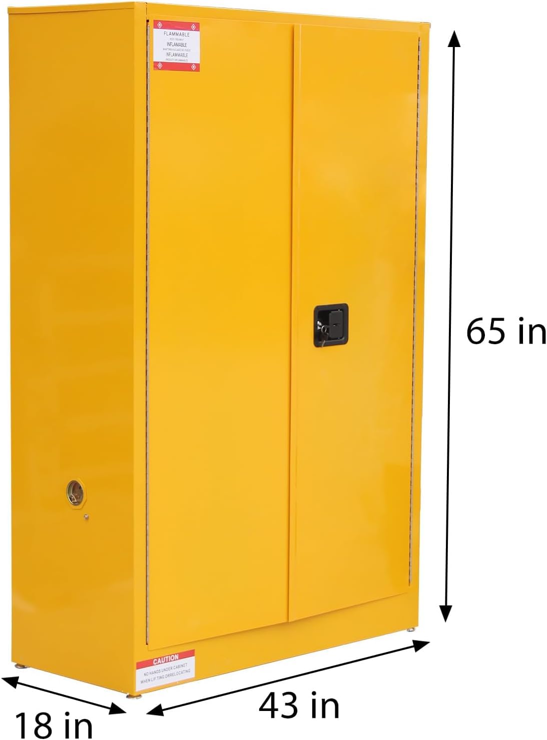 Flammable Storage Cabinet 43" x 18" x 65", 45 Gallon Galvanized Steel Flammable Liquid Storage Locker with 2 Adjustable Shelves & Manual-Close Doors, OSHA Compliant Industrial Hazardous Storage