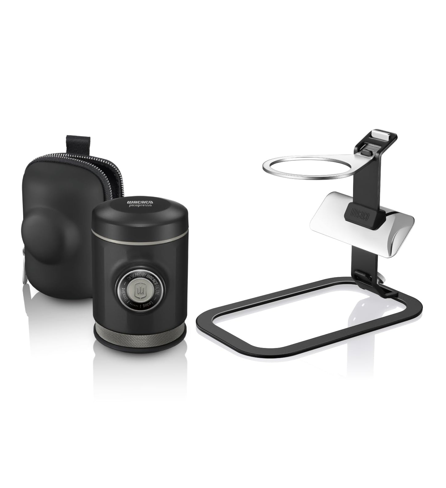 WACACO Picopresso Portable Espresso Maker with Official Stand Bundle - Complete Manual Coffee Maker Kit for Home & Travel
