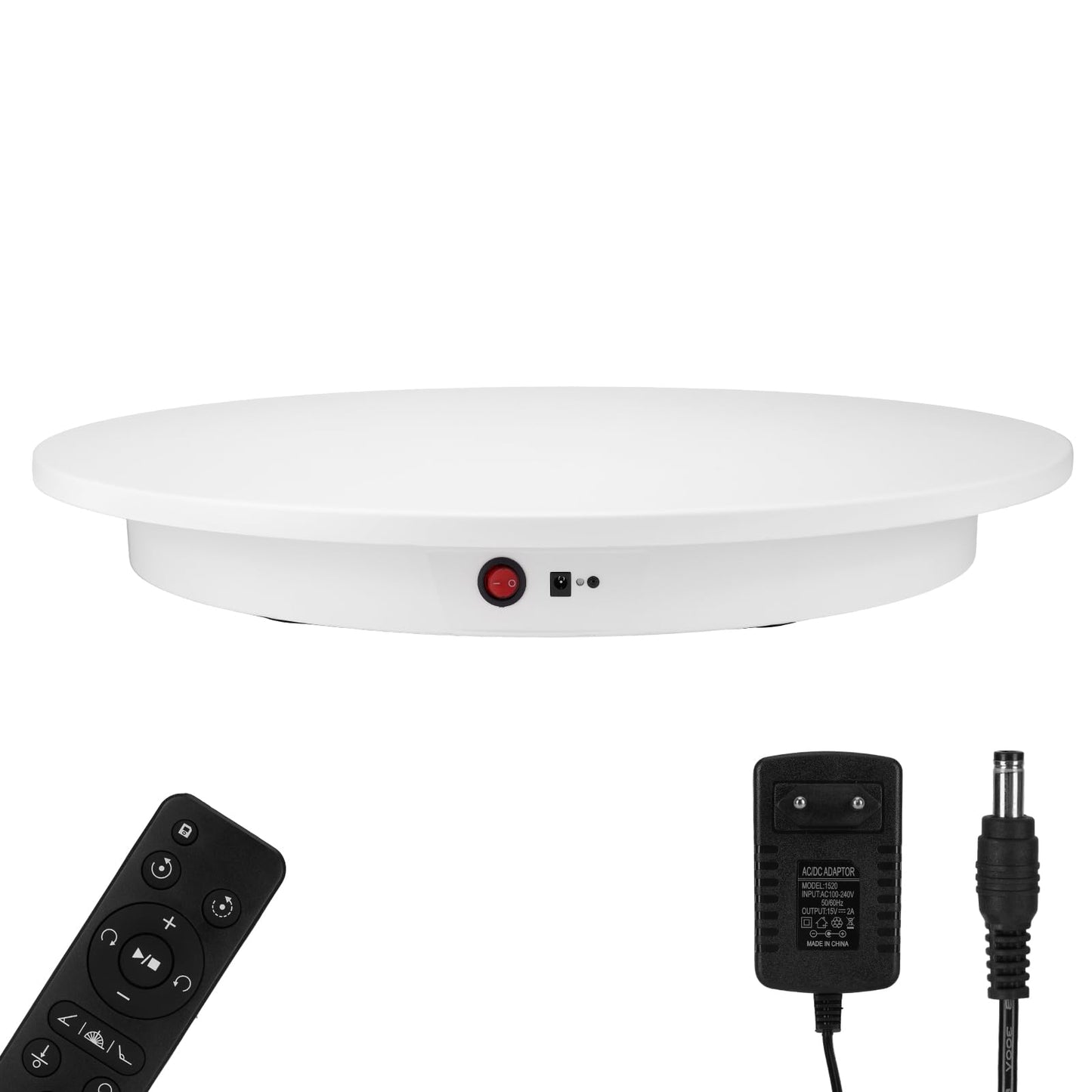 Motorized Rotating Display Stand, Angle Speed Adjustable Electric Rotating Turntable, 360 Degree 330 Lbs Load Auto Rotating Platform for Photography Big Size Products Display Video Show, Wired White
