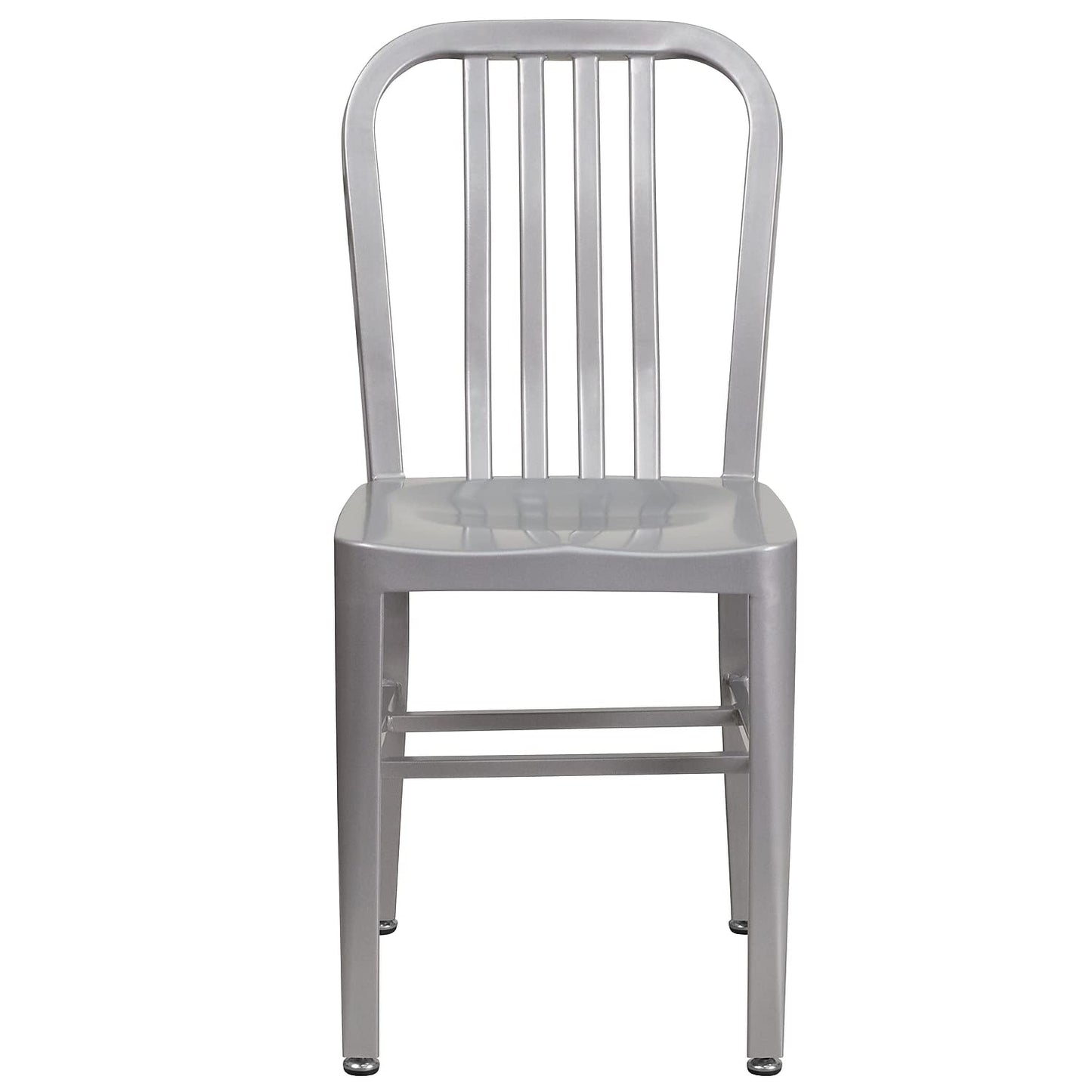 Flash Furniture Gael Indoor/Outdoor Modern Metal Dining Chairs, Commercial-Grade Galvanized Steel Restaurant Chairs, Set of 2, Silver