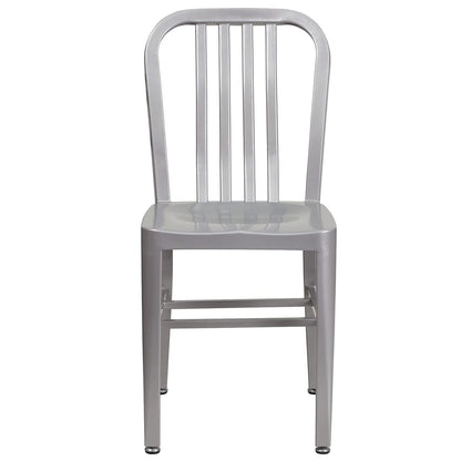 Flash Furniture Gael Indoor/Outdoor Modern Metal Dining Chairs, Commercial-Grade Galvanized Steel Restaurant Chairs, Set of 2, Silver