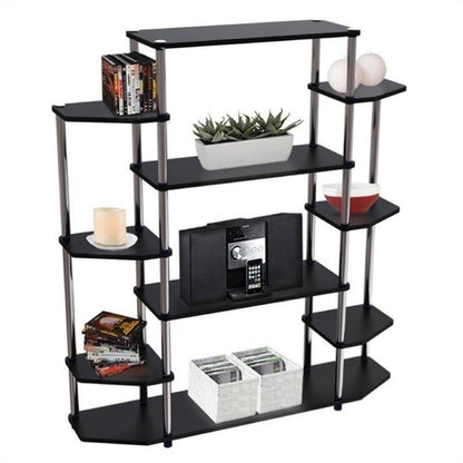 Convenience Concepts Designs2Go No Tools Wall Unit Bookshelf 47.25" - Contemporary Storage Shelves for Display, 10 Spacious Shelves for Modern Living Room, Office, Den, Black