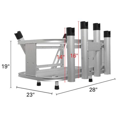 Extreme Max 3005.4257 Aluminum Jet Ski PWC Fishing Rod Rack and Cooler Combo - Compatible with RotoPax Fuel Can Mounts
