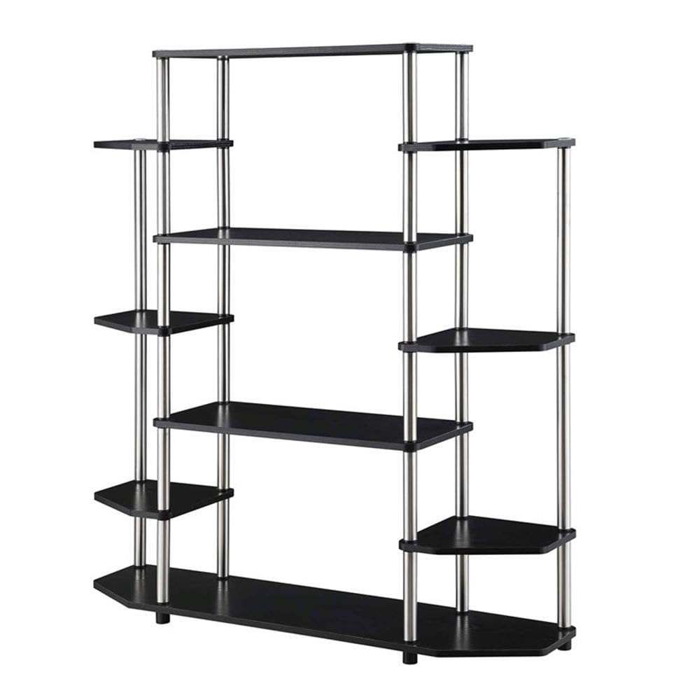 Convenience Concepts Designs2Go No Tools Wall Unit Bookshelf 47.25" - Contemporary Storage Shelves for Display, 10 Spacious Shelves for Modern Living Room, Office, Den, Black