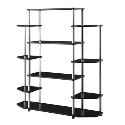 Convenience Concepts Designs2Go No Tools Wall Unit Bookshelf 47.25" - Contemporary Storage Shelves for Display, 10 Spacious Shelves for Modern Living Room, Office, Den, Black