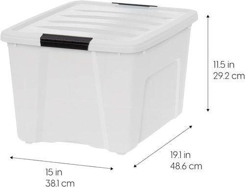 IRIS USA 40 Qt Stackable Storage Bins with Lids | BPA-Free, Durable Organizing Solution - Pearl, 6 Pack