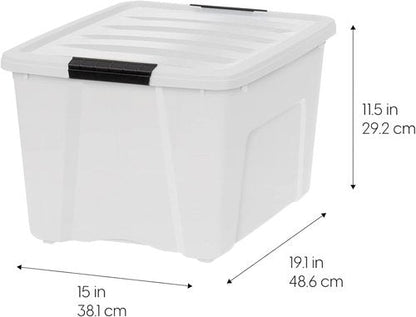 IRIS USA 40 Qt Stackable Storage Bins with Lids | BPA-Free, Durable Organizing Solution - Pearl, 6 Pack
