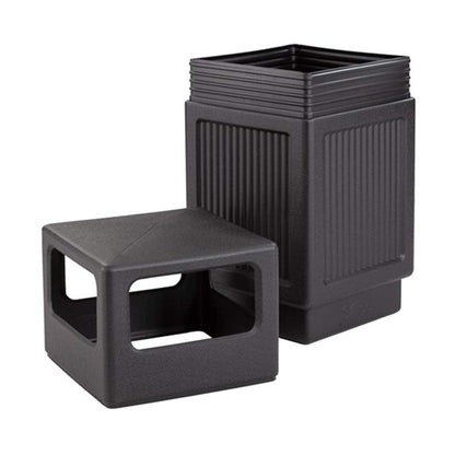 Safco Black Canmeleon Outdoor and Indoor Recessed Panel Trash Can Receptacle for Gas Stations, Shopping Outlets, and Restaurants, 38 Gallon Capacity