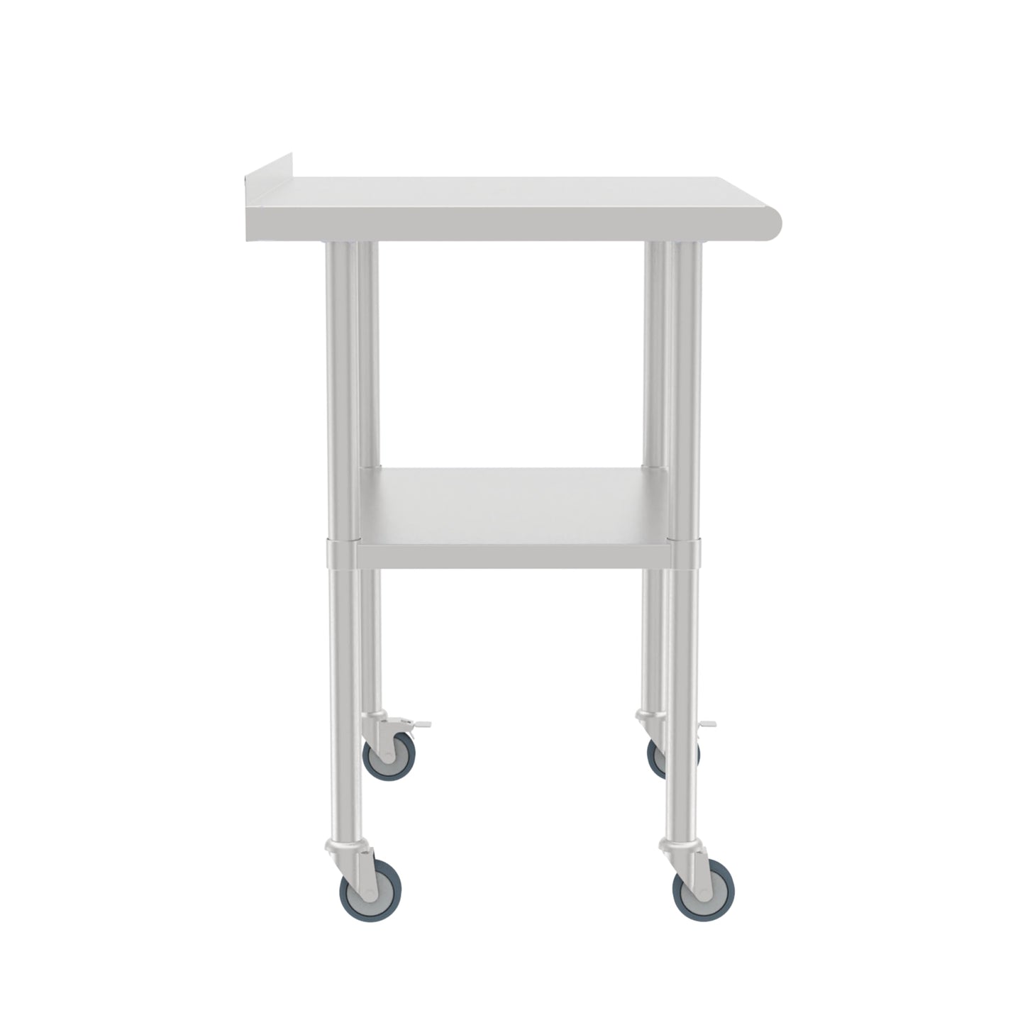 STEELBUS Stainless Steel Work Table with Back Panel,Undershelf and Casters,Commercial Prep Table for Kitchen, Restaurant,Garage,Workshop,NSF Certified,Durable,Scratch & Rust Resistant